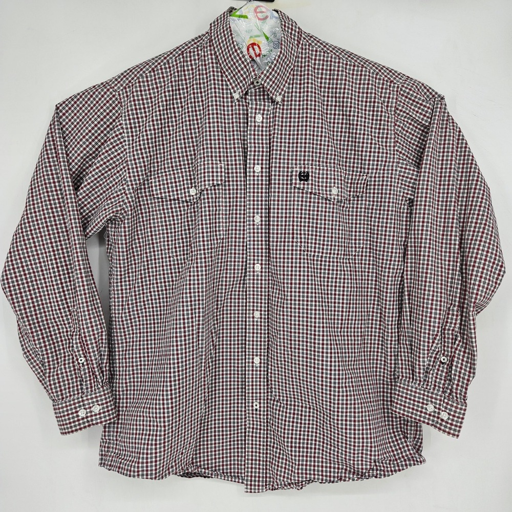 Cinch Shirt Mens Large Western Red Check‎ Button Down Cowboy Rodeo Long Sleeve